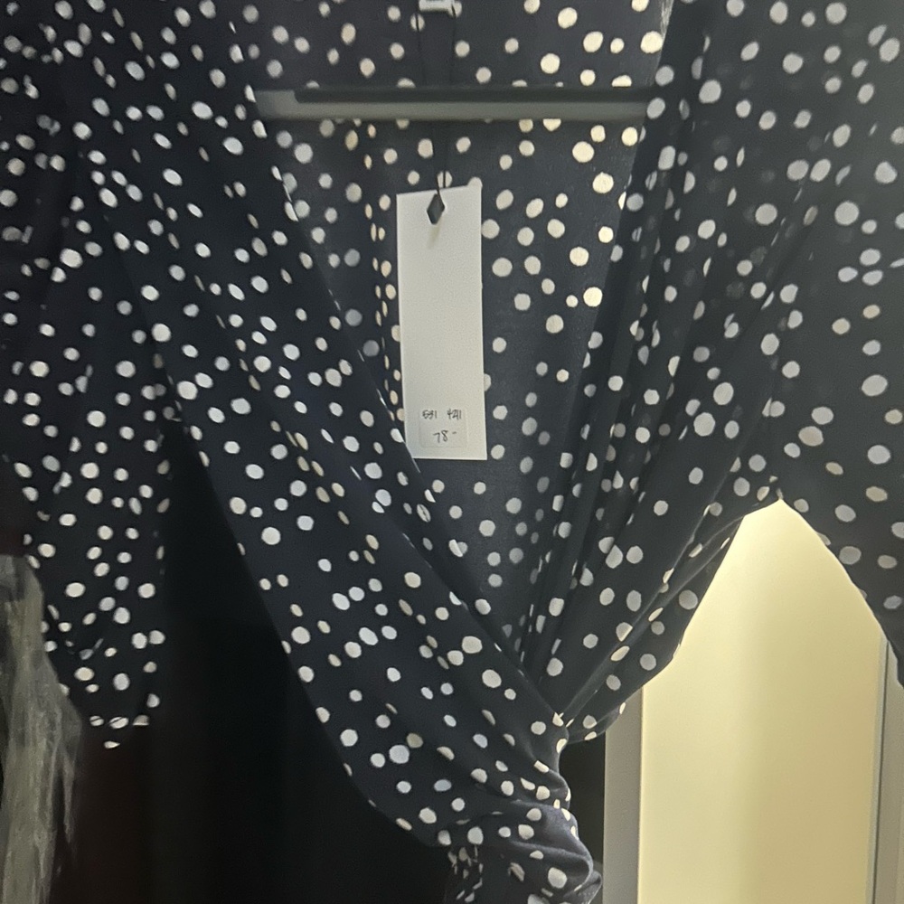 Veronica M Navy and White Polka Dot Blouse